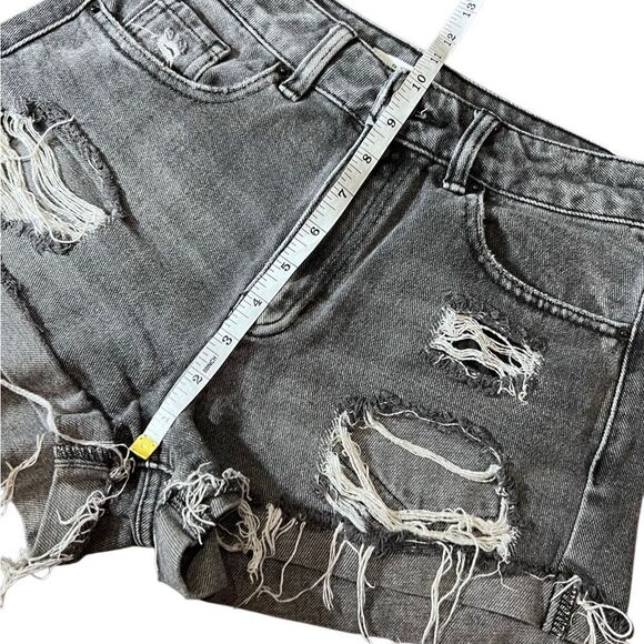 PacSun mom shorts distressed jean black wash denim size 25 - Picture 11 of 13